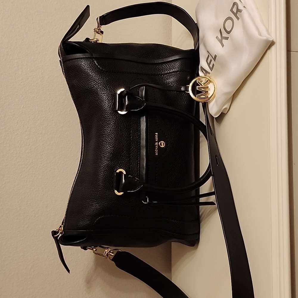Michael Kors Carine Medium Pebbled Leather Satchel